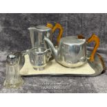 A four piece Picquot Ware part tea and coffee service including coffee pot, tea pot, milk jug and