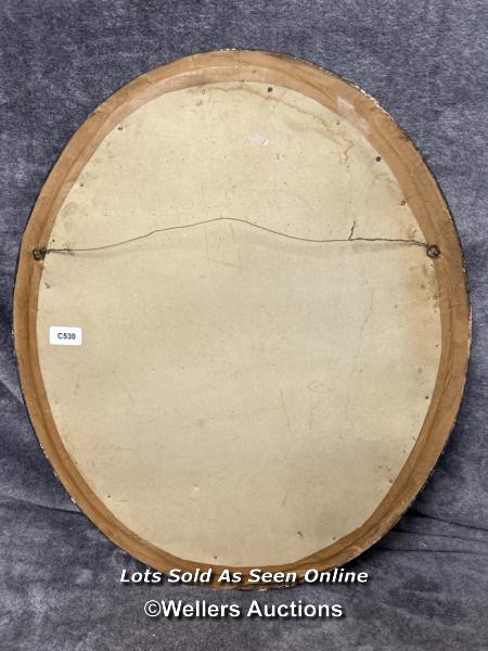 An oval floral tapestry in wooden frame (damaged), 54x63cm - Image 3 of 3