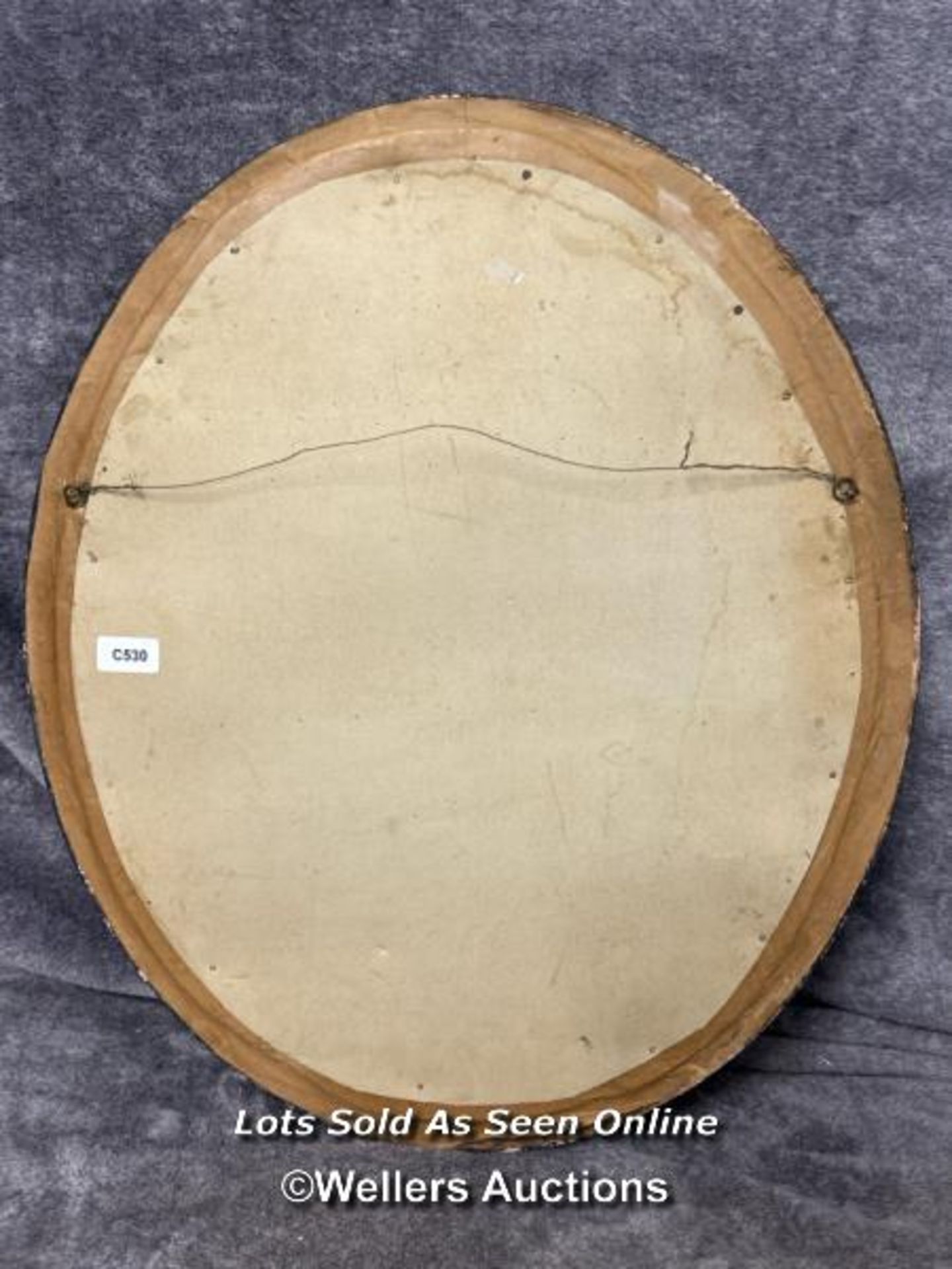An oval floral tapestry in wooden frame (damaged), 54x63cm - Image 3 of 3