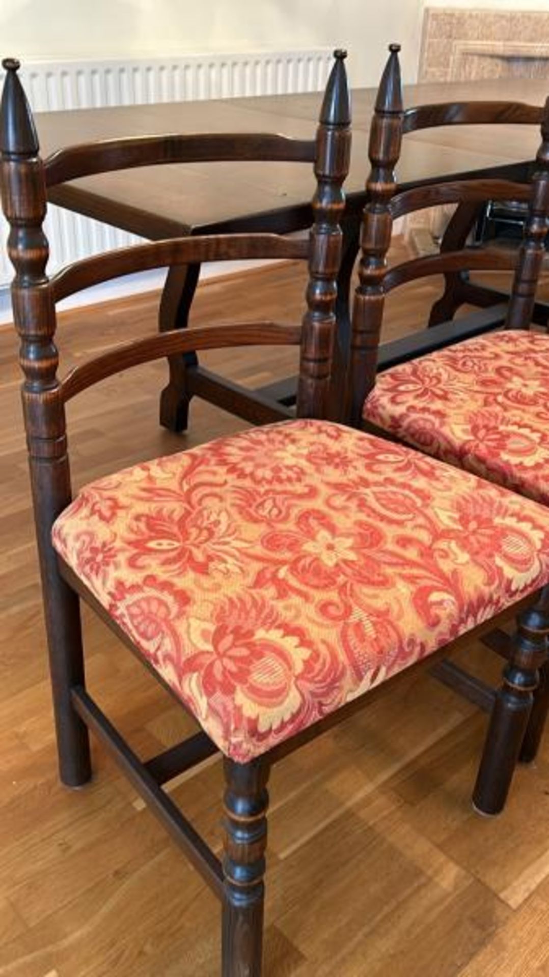 Matching set of four mahogany ladder back chairs, 51 x 46 x 94cm and two elbow chairs 57 x 54 x 94cm - Image 2 of 11