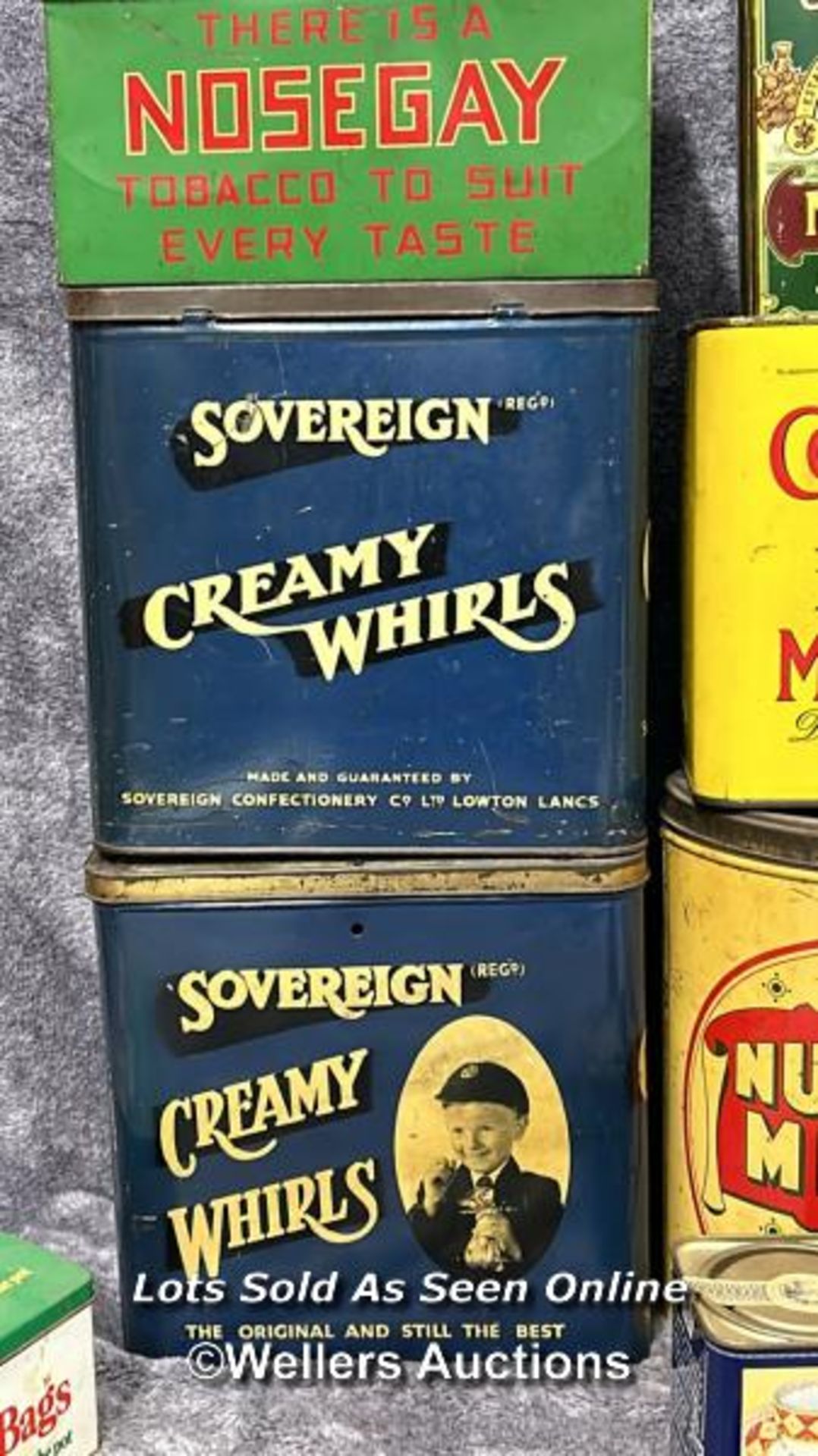 Assorted vintage tins including Sovereign Creamy Whirls, Thornton's Toffee, Nosegay Tobacco and - Image 2 of 10