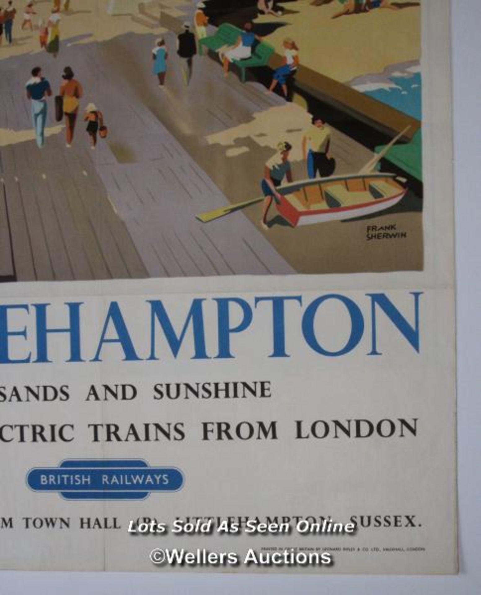 Vintage British Railways poster 'Littlehampton For Sands and Sunshine - Frequent Electric Trains - Image 3 of 9