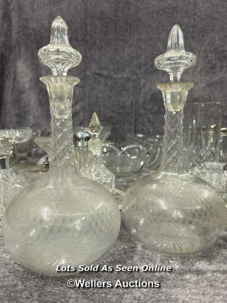 A large collection of glassware including decanters, bowls, vase, rose bowl and cheese dish / AN11 - Image 2 of 7