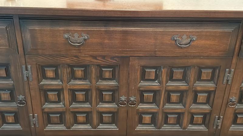 Mahogany four door, three drawer cabinet with cutlery tray by Younger, 204 x 71 x 48cm (collection - Image 2 of 10