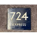 Small vintage enamel railway sign "724 EXPRESS", 13x12.5cm