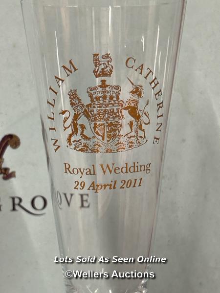 A pair of commemorative crystal glasses celebrating the wedding of William and Catherine in 2011 - Image 4 of 4