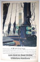 Vintage London Transport poster 'Gravesend' by Gregory Brown c1937, double royal, 40 x 25 inches,