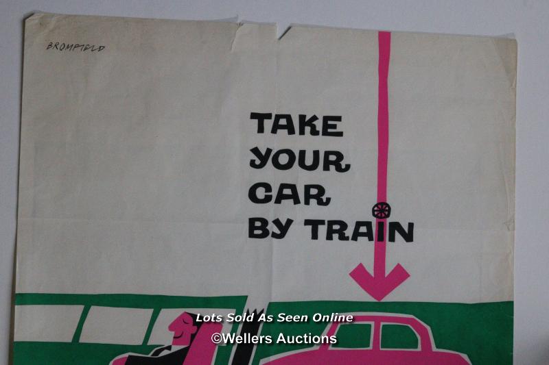 Vintage Southern British Railways poster "TAKE YOUR CAR BY TRAIN" - Image 7 of 8