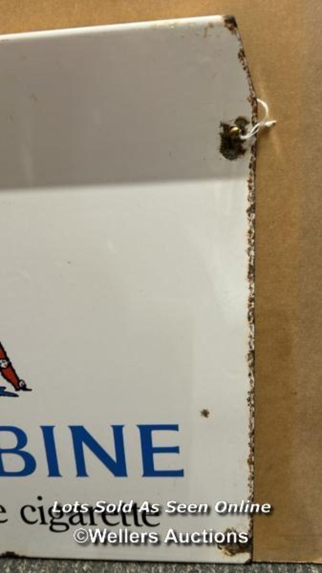 Vintage enamel tobacco sign "WOODBINE - the great little cigerette", 50x41cm - Image 4 of 6