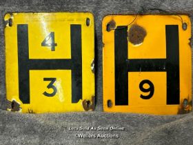 Two enamel Hydrant marker signs, 18x20cm / AN25