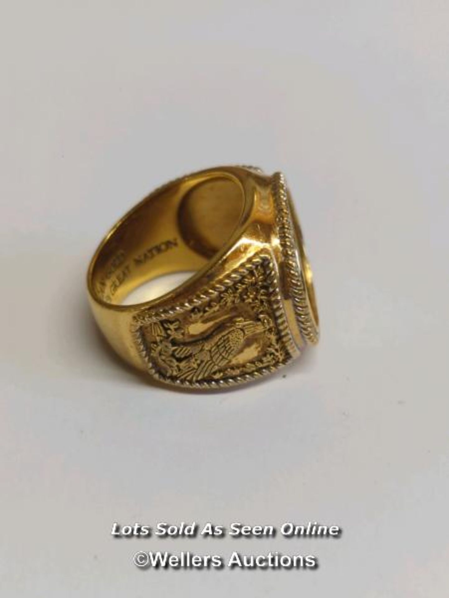 American Liberty ring, gold plated, ring size V / SF - Image 2 of 7