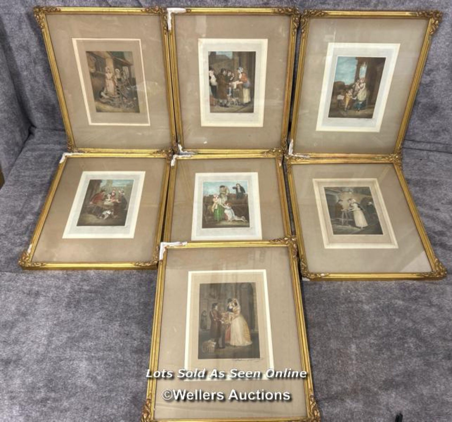 Edward Stodart (1841-1914) Seven mezzotint engravings, each signed, 14.5 x 20cm, some damage to