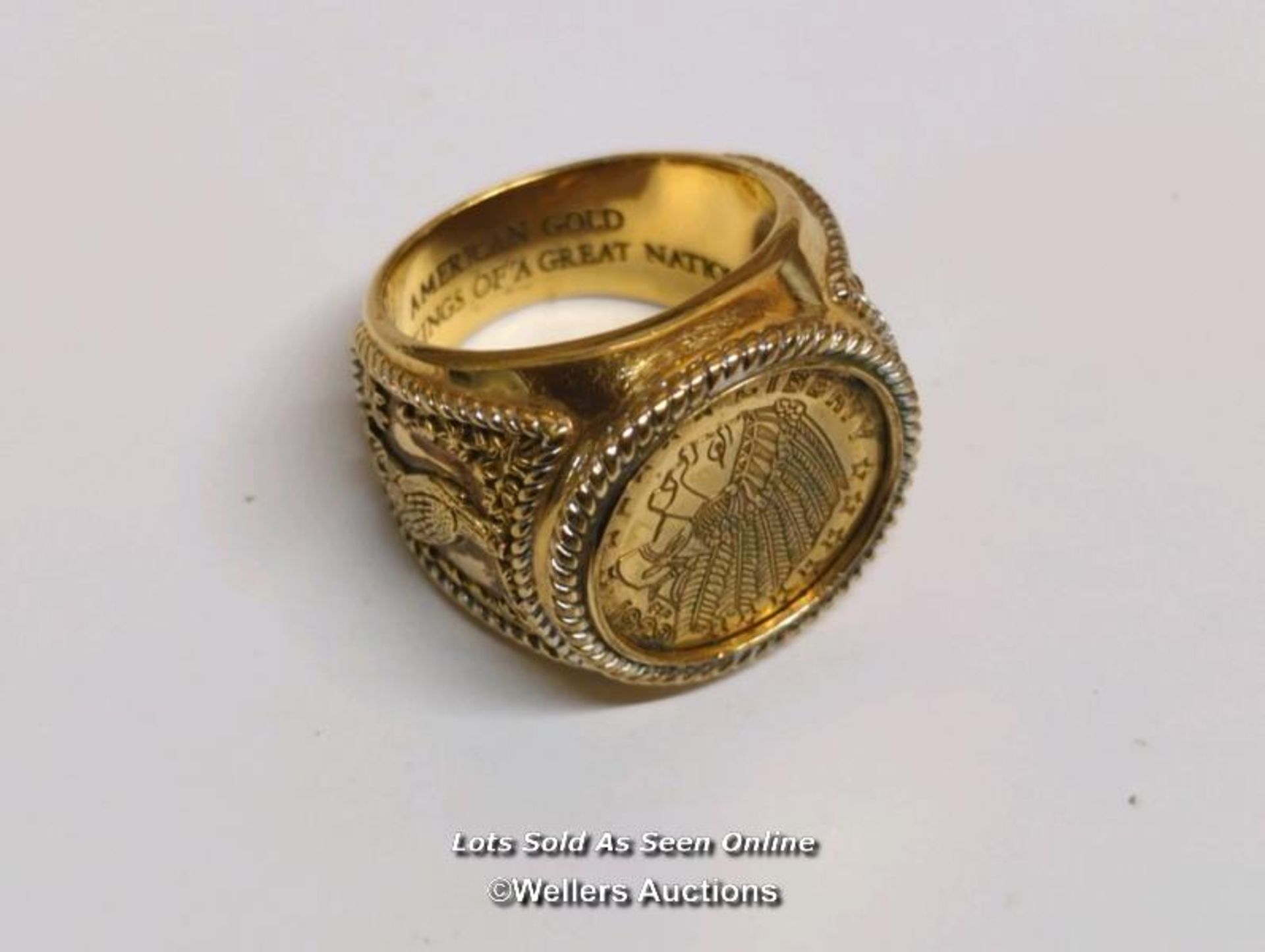 American Liberty ring, gold plated, ring size V / SF