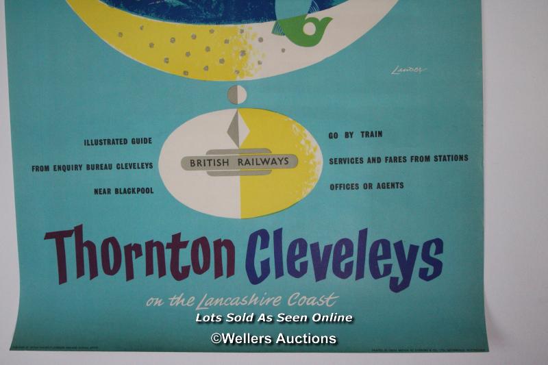 Vintage British Rail double royal poster, "THORNTON CLEVELEYS", by Reginald Montague Lander (1913- - Image 3 of 3