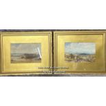Two framed watercolour landscapes indistinctly signed Albert (Powell?) dated 1909, 25x16cm