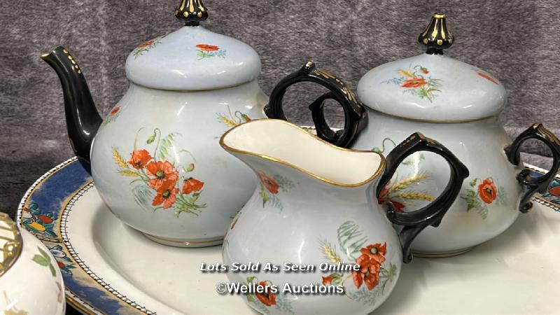 Assorted ceramics including Chapelle Paris teapot, milk jug and sugar bowl, Ironstone wash basin and - Image 2 of 14