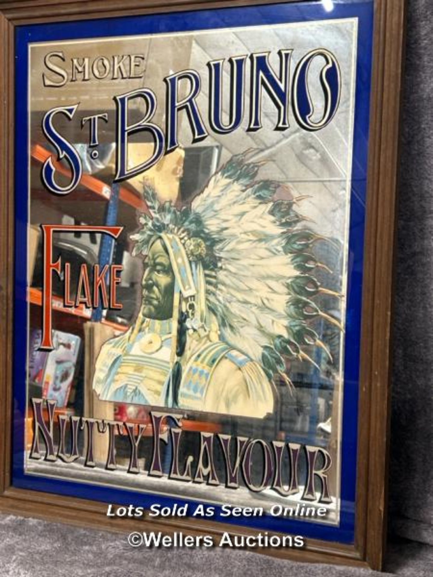 St Bruno Flake advertising mirror "Nutty Flavour", 52.3 x 56cm including frame