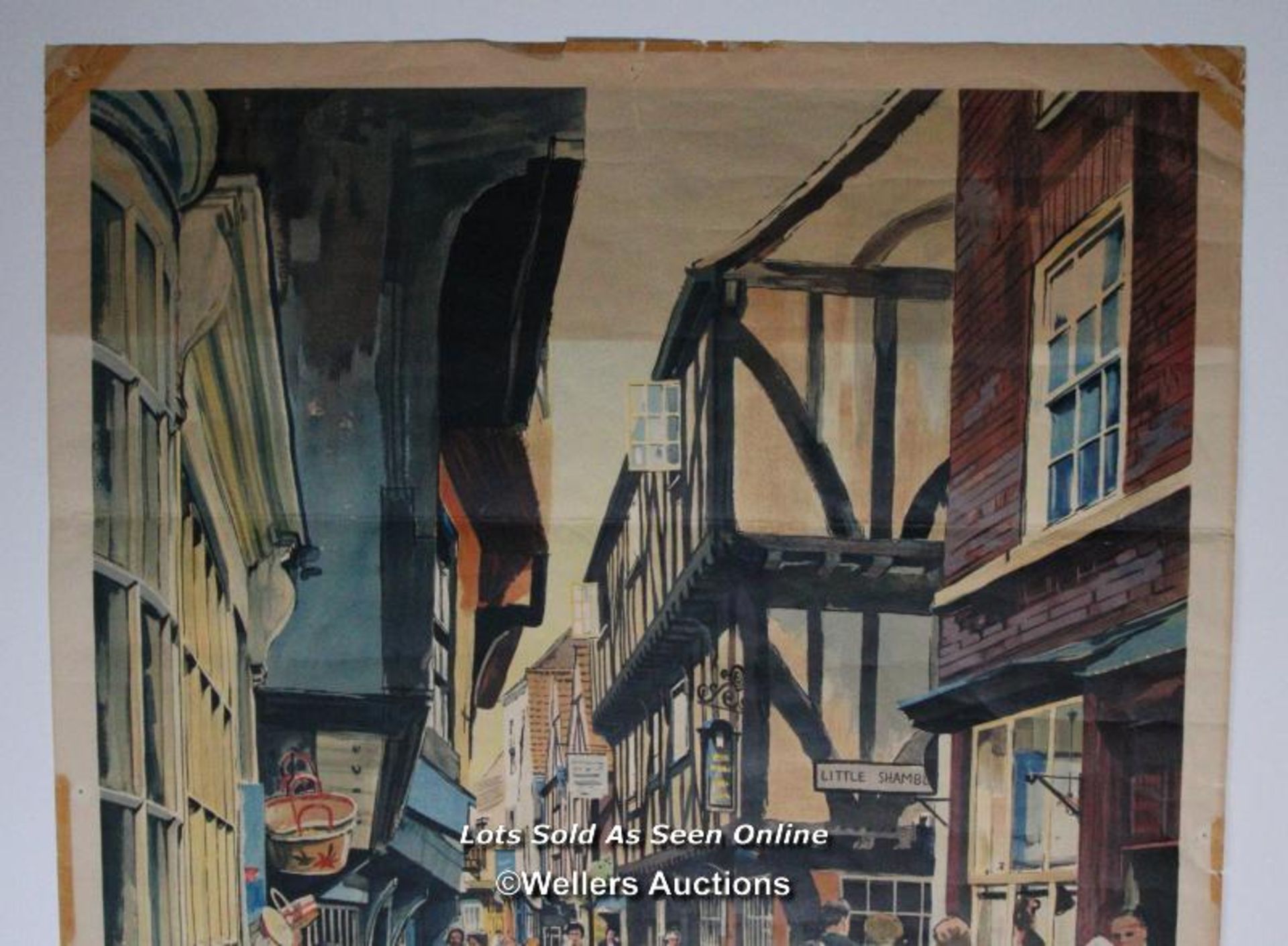 Vintage British Railways poster 'York - The Shambles' by A. Carr Linfold, double royal 25 x 40 - Image 4 of 5