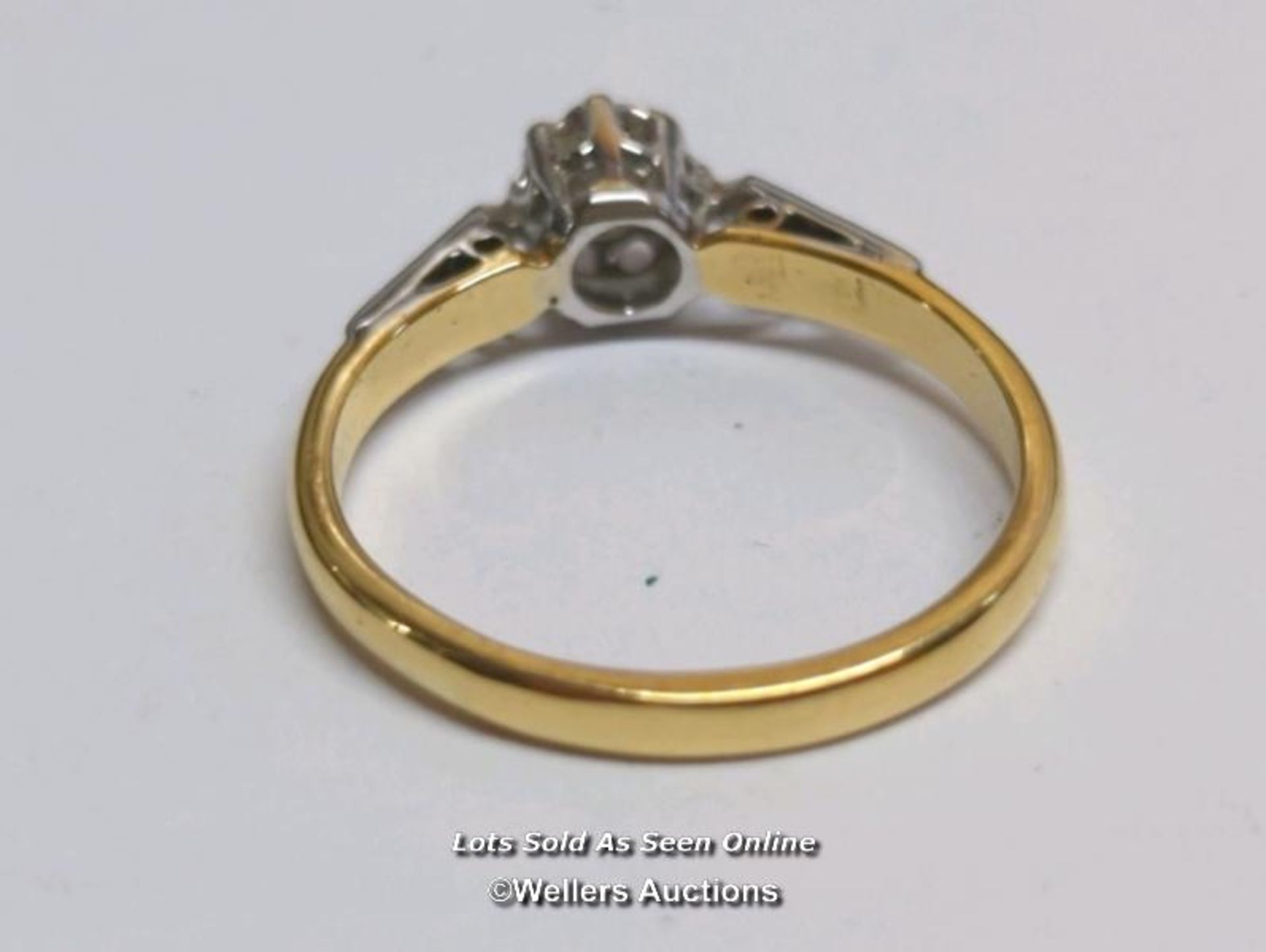 A diamond solitaire ring, the diamond illusion set in a mount stamped 18ct and platinum, ring size M - Image 4 of 4