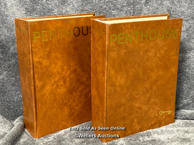 Two binders of vintage Penthouse magazines 1989 vol.25 issues 1-12 (missing issues 5 & 6 ) and