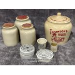Antique S.Maw, Son & Sons Cherry Toothpaste pot, Woods Toothpaste lid, two small ointment pots