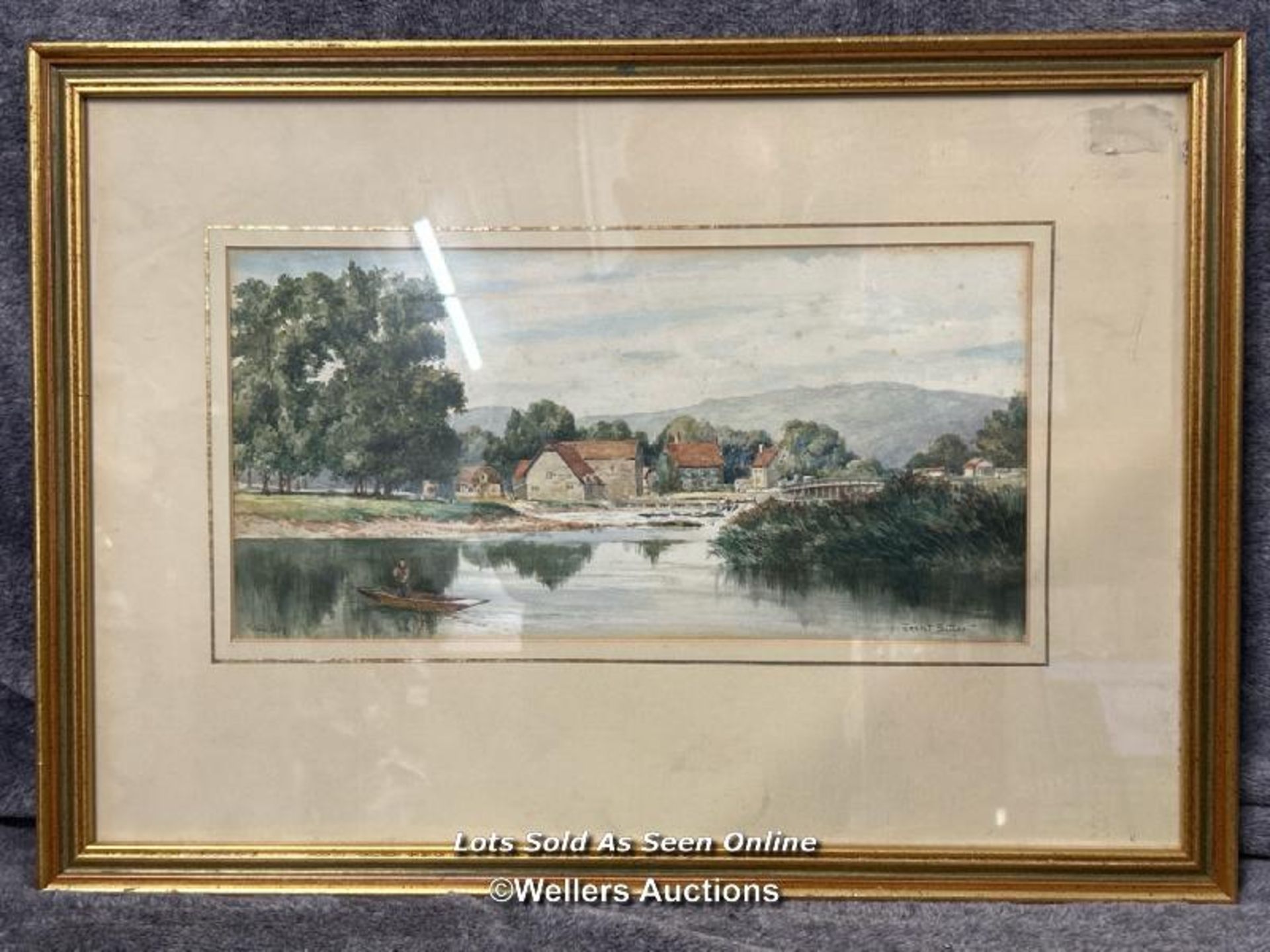 Ernest Stuart (F.1889 - 1903) 'Streetley on Upper Thames Berkshire' watercolour, 35 x 17cm, signed