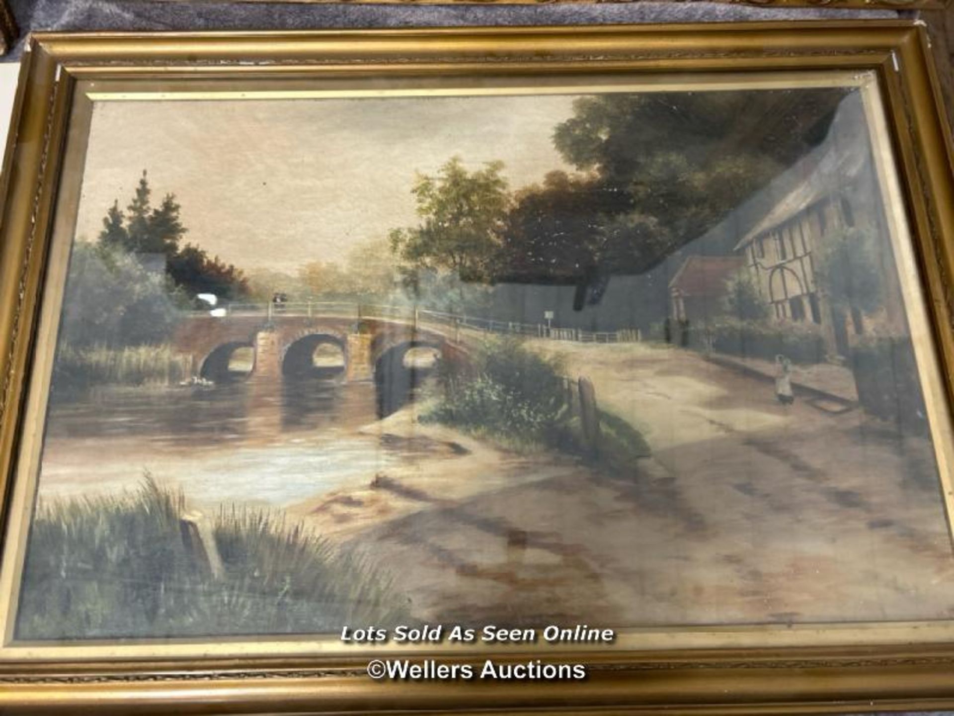 Four original paintings including A.M. Allen farm scene oil on canvas, 59 x 49cm - Image 5 of 10