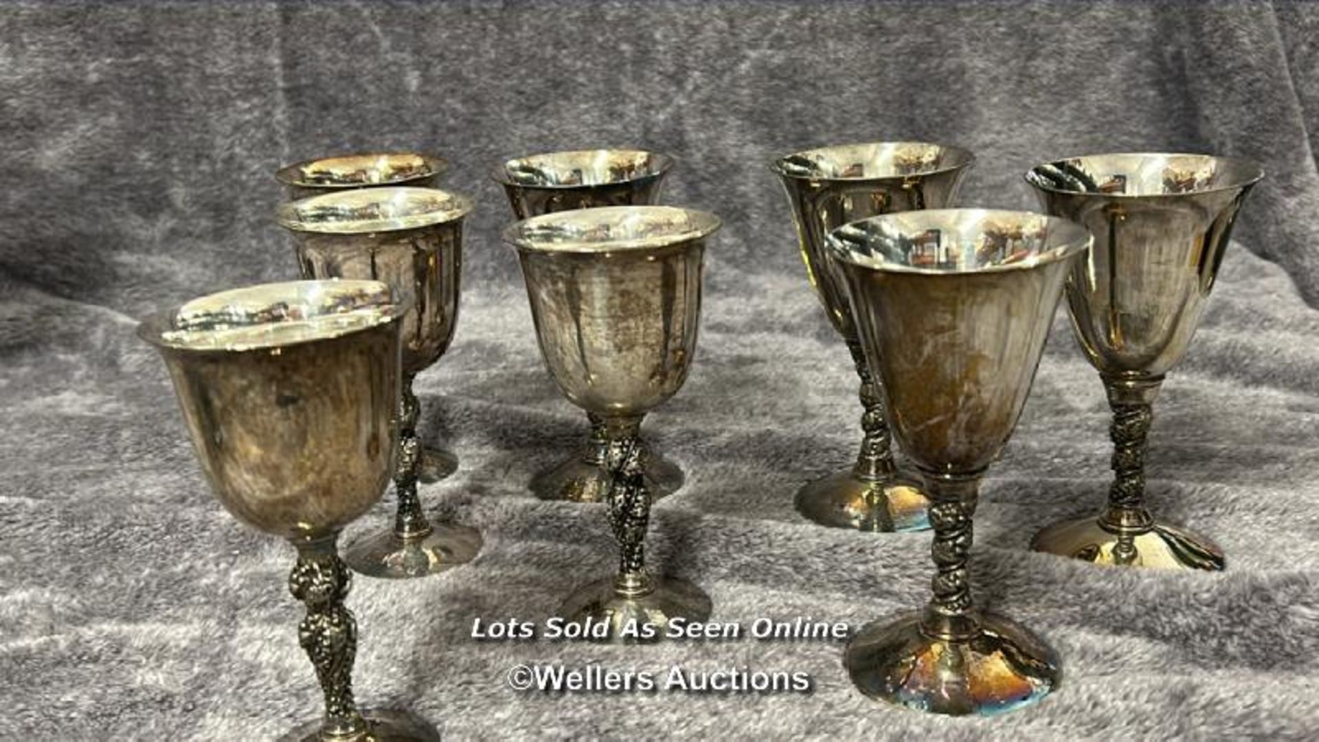 A large collection of antique metal plated items including a three armed candelabra, goblets, - Image 4 of 17
