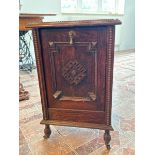 Antique coal scuttle in oak cabinet on casters, 40x65x38cm (collection from private residence in