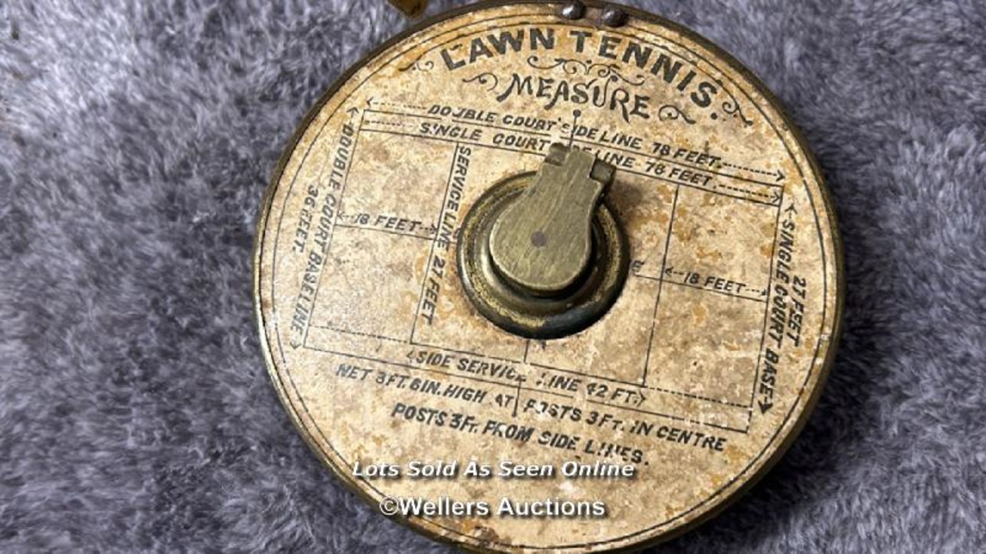 Vintage brass lawn tennis measure, small E.B Mitchell 'The Royal Diadem' tape measure and two - Image 2 of 8