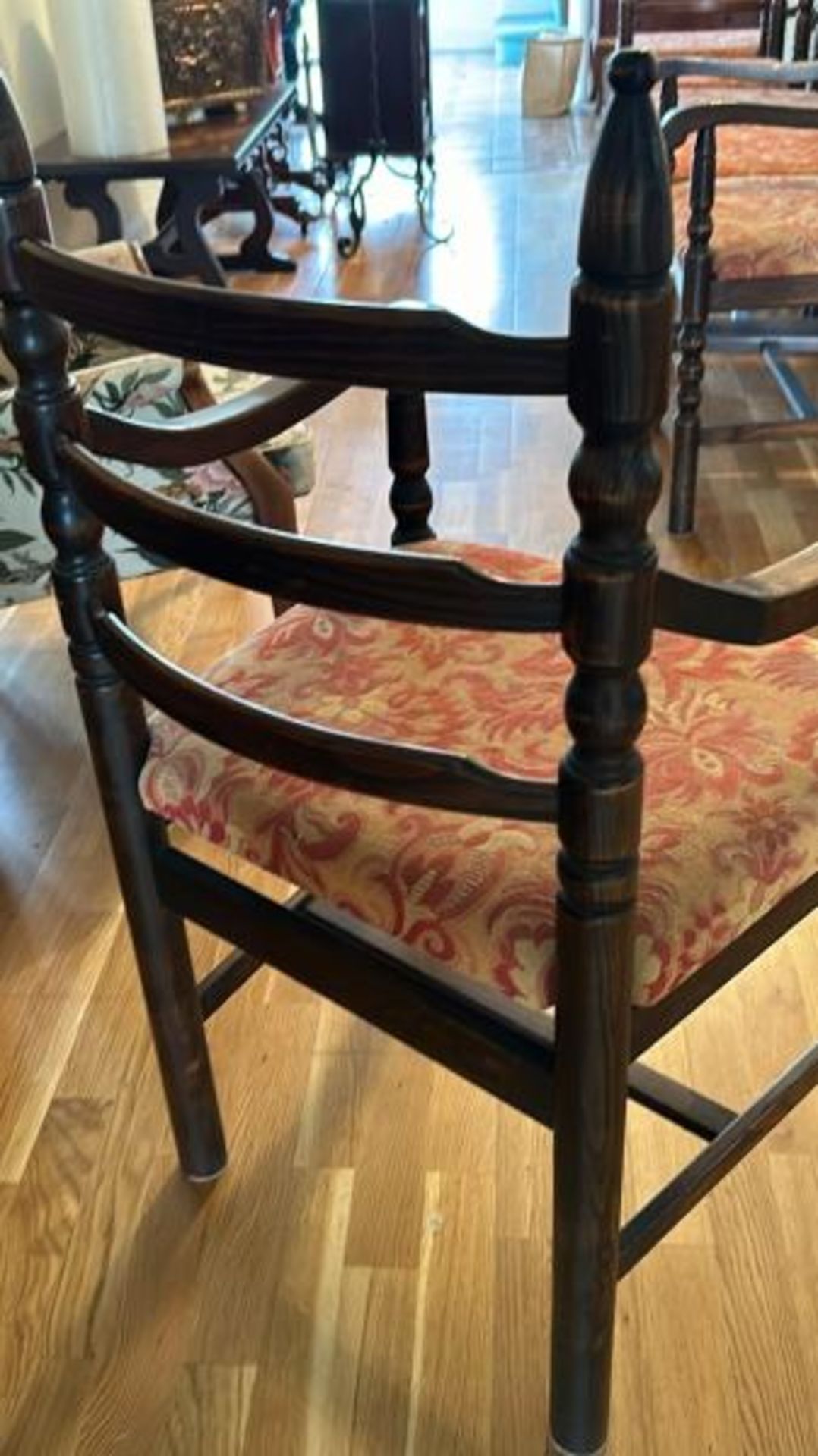 Matching set of four mahogany ladder back chairs, 51 x 46 x 94cm and two elbow chairs 57 x 54 x 94cm - Image 9 of 11