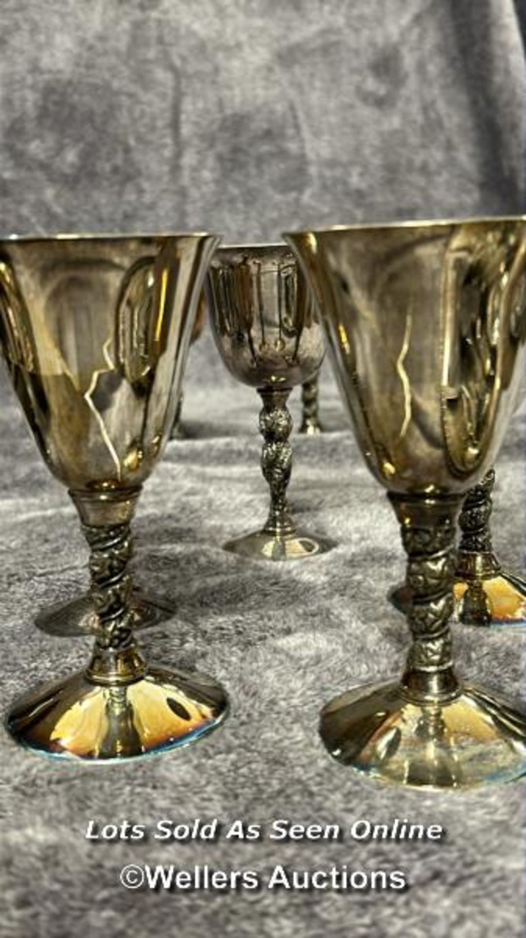 A large collection of antique metal plated items including a three armed candelabra, goblets, - Image 5 of 17