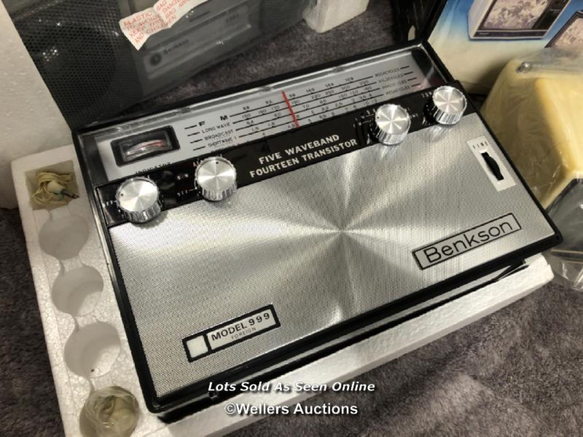 Benkson stereo radio cassette recorder, transistor radio and PTV9 black and white portable - Image 2 of 4