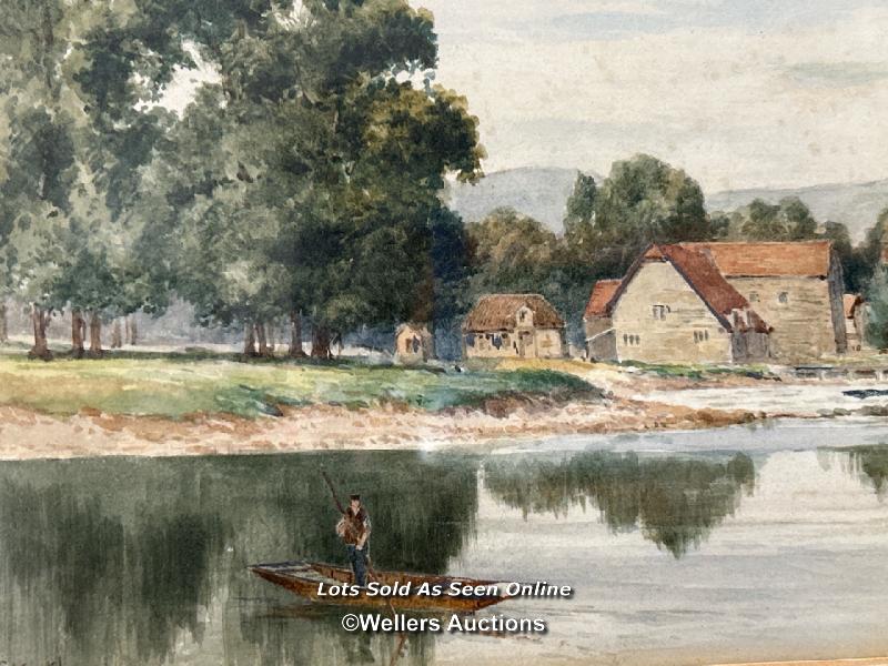 Ernest Stuart (F.1889 - 1903) 'Streetley on Upper Thames Berkshire' watercolour, 35 x 17cm, signed - Image 2 of 5