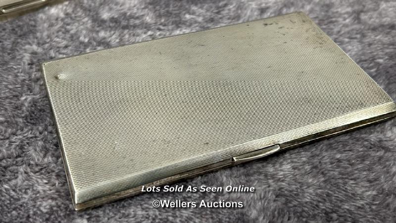 Two hallmarked sterling silver cigarette cases, largest 14cm wide, 150g / AN5 - Image 2 of 6