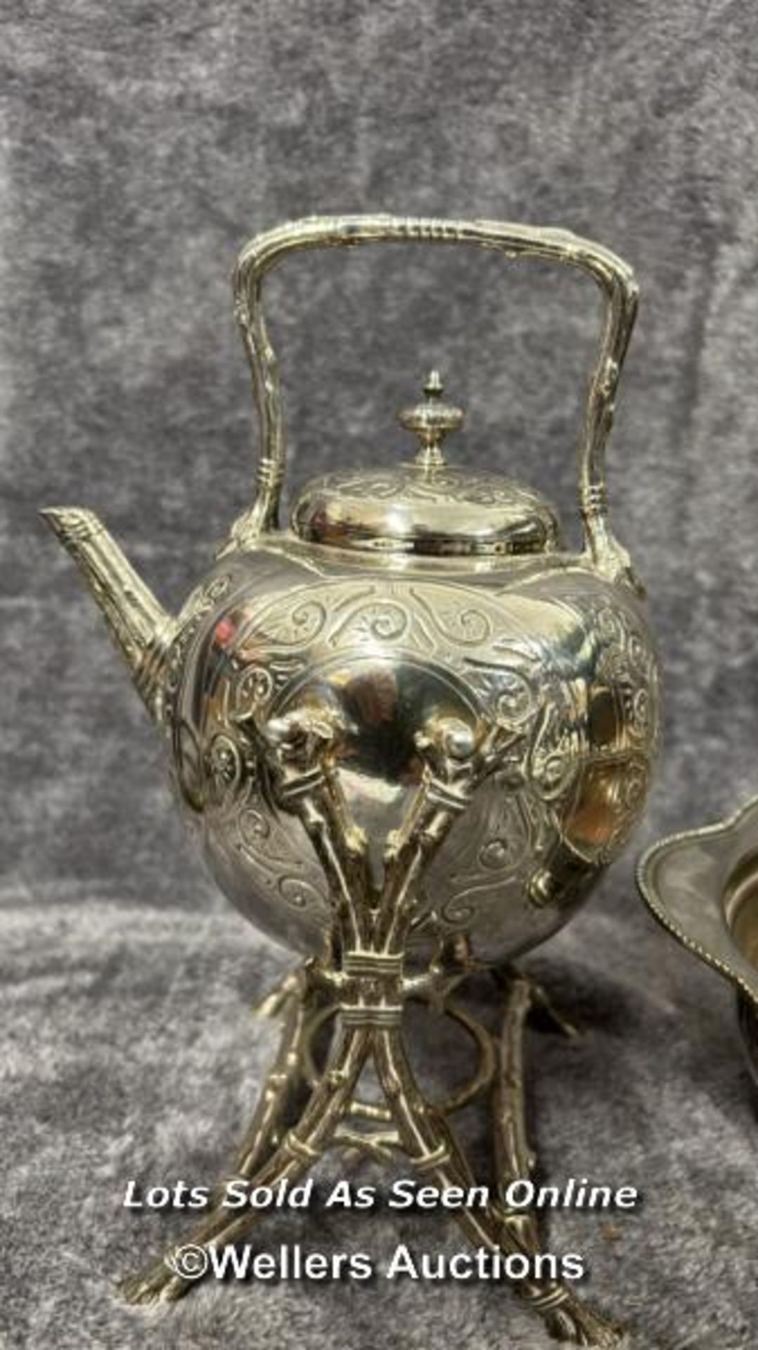 Silver plate spirit kettle and Arthur Price rose bowl (without top) / AN22 - Image 2 of 6