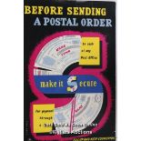 Vintage G.P.O. poster "Before sending postal order make it secure", art by Stan Kroll, c1950's