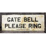 Enamel embossed sign "GATE BELL PLEASE RING", 46 x 18cm / AN24