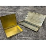 Two hallmarked sterling silver cigarette cases, largest 14cm wide, 150g / AN5
