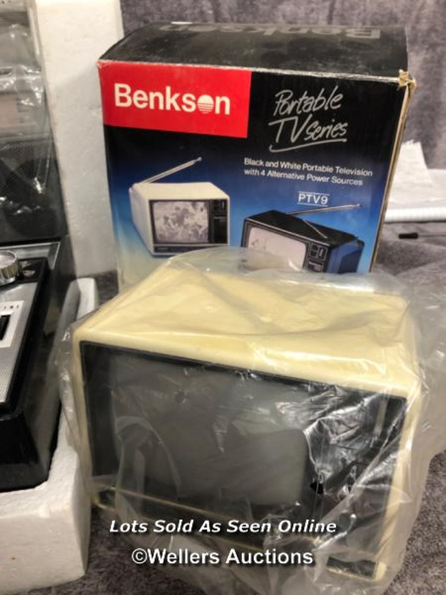Benkson stereo radio cassette recorder, transistor radio and PTV9 black and white portable - Image 3 of 4
