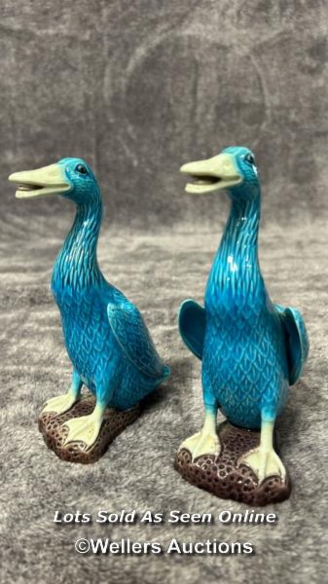 Set of six Chinese turquoise glazed porcelain duck figures, the tallest 29cm high / AN6 - Image 14 of 17