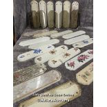 A large selection of thirty ceramic door handle backings, various styles including art deco and