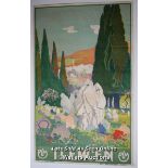 Original 1929 French Paris Lyon Marseille Railway poster 'Tiemcen - Leon' by Carre double royal,