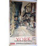 Vintage British Railways poster 'York - The Shambles' by A. Carr Linfold, double royal 25 x 40