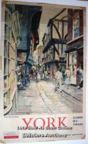 Vintage British Railways poster 'York - The Shambles' by A. Carr Linfold, double royal 25 x 40