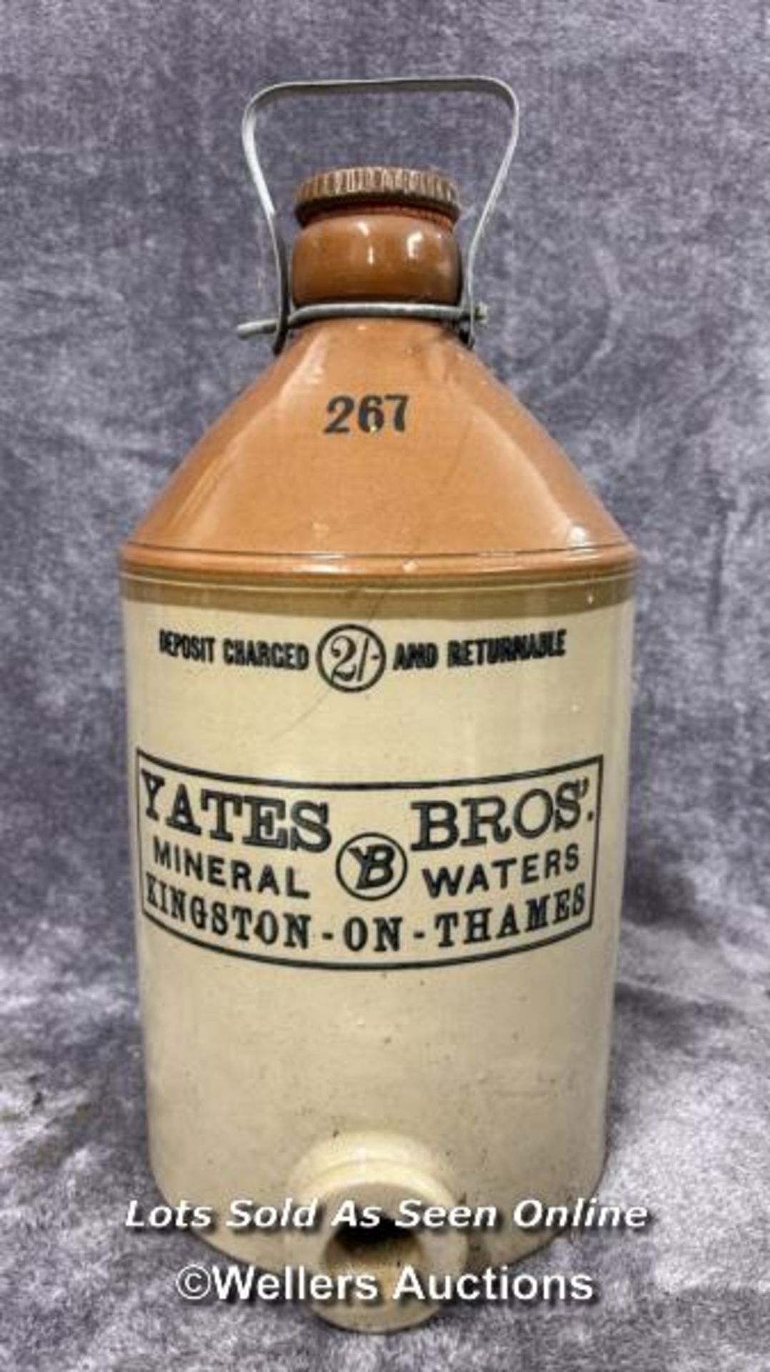 Three glazed stoneware bottles including a large vintage Yates Bros Mineral Water bottle, 43cm high, - Image 2 of 6