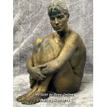 A plaster figure of a seated nude, signed 'Aulson 45/75' 37cm high / AN1