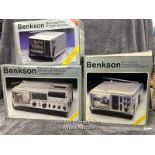 Three vintage Benkson portable B/W televisions including model PTV1 with intergrated tape recorder