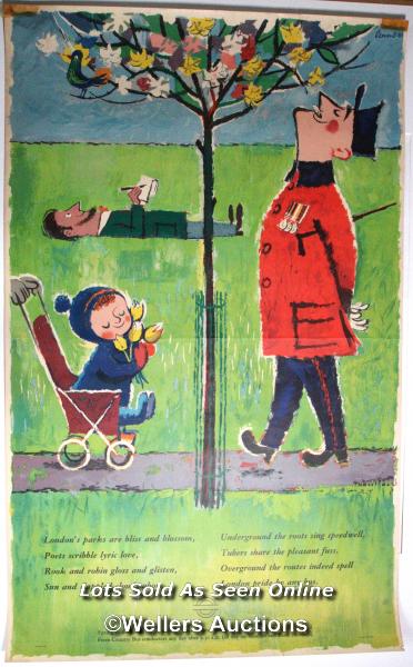 Original London Transport double royal poster for London's Parks c1960 "Spring in the Parks" by