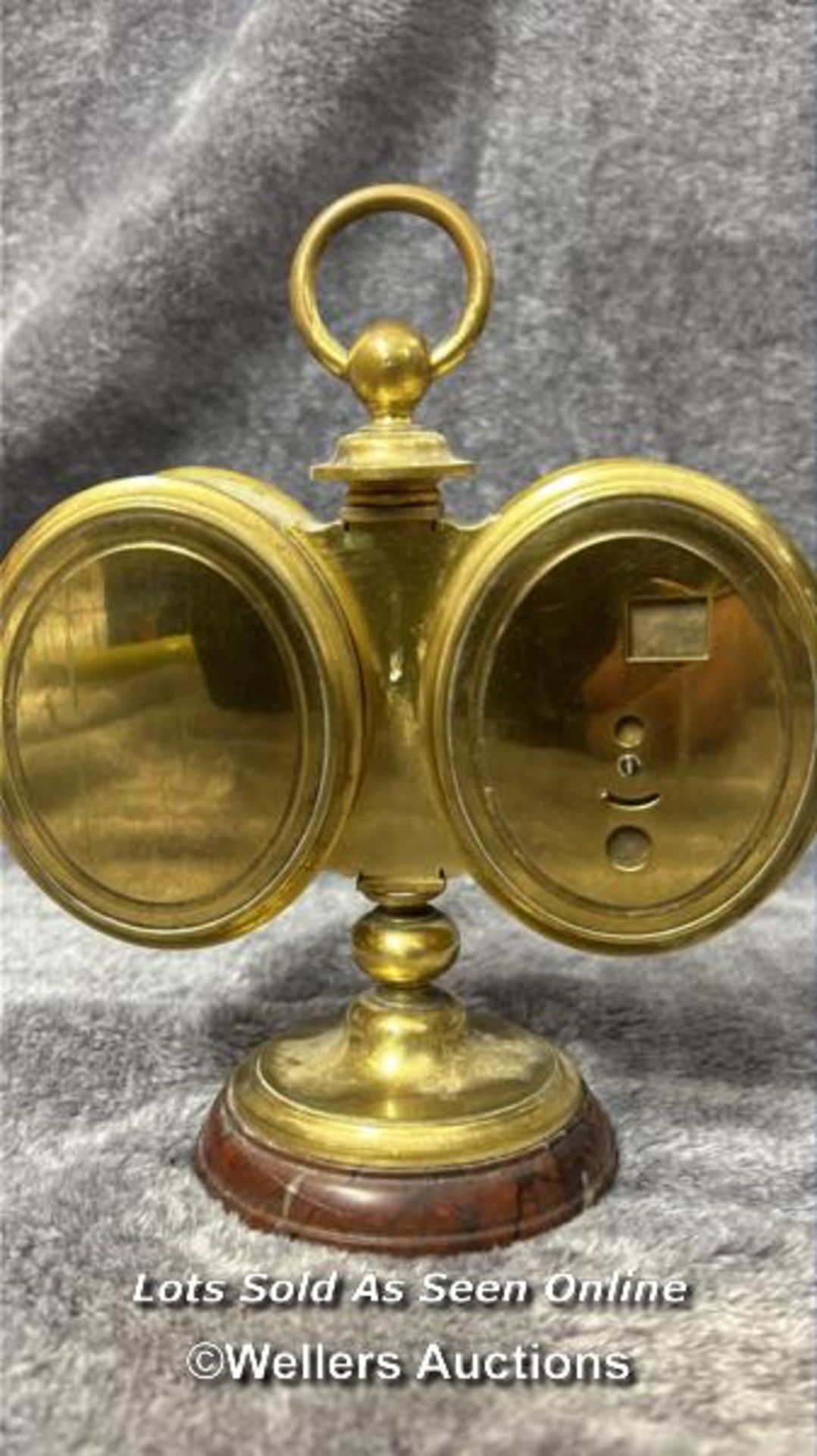 Antique brass desk clock & barameter, 16cm high / AN3 - Image 5 of 5